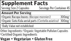 organic india memory suplement facts